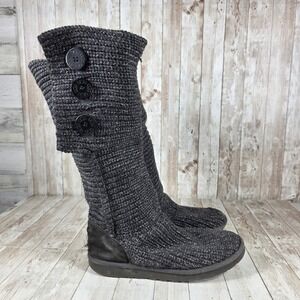 UGG Australia Women's Tall‎ Knit Button Boots Charcoal Gray Size 8
